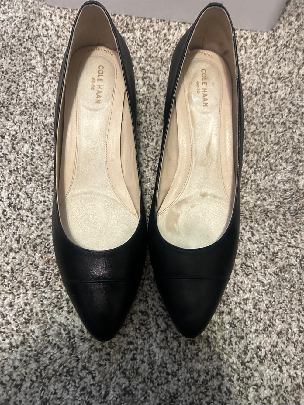 Cole Haan Black Pointed-Toe Leather Pumps